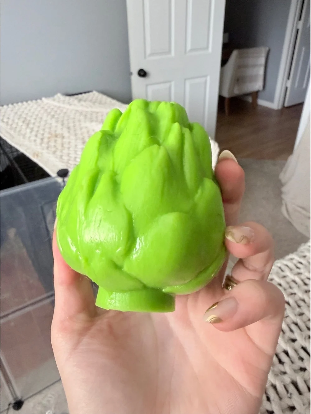 Green Artichoke-Shaped Dog Treat-Dispensing Enrichment Toy
